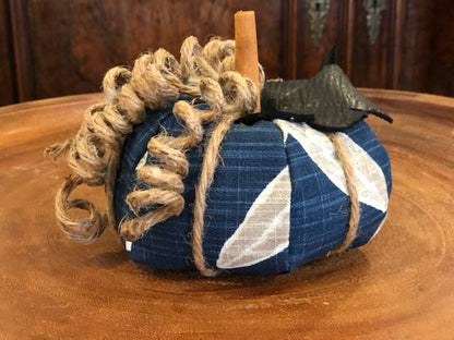 Navy Blue Starfish Fabric Pumpkin- 3 Sizes