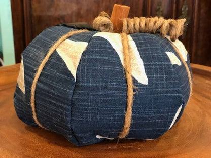 Navy Blue Starfish Fabric Pumpkin- 3 Sizes