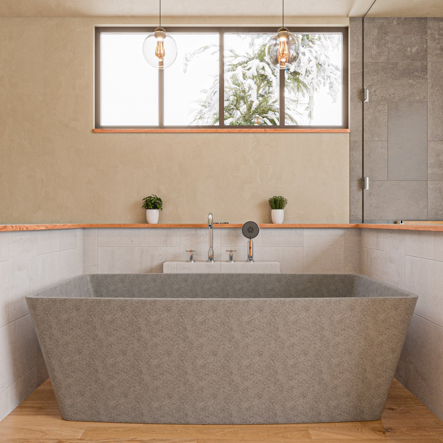 ALFI brand  ABCO71TUB 71" Solid Concrete Rectangular Freestanding Bathtub
