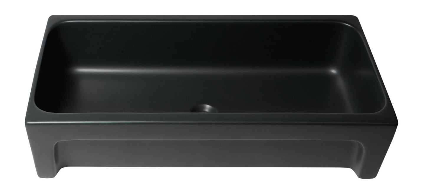 ALFI brand  AB36TRBM 36" Black Matte Above Mount Fireclay Bathroom Trough Sink
