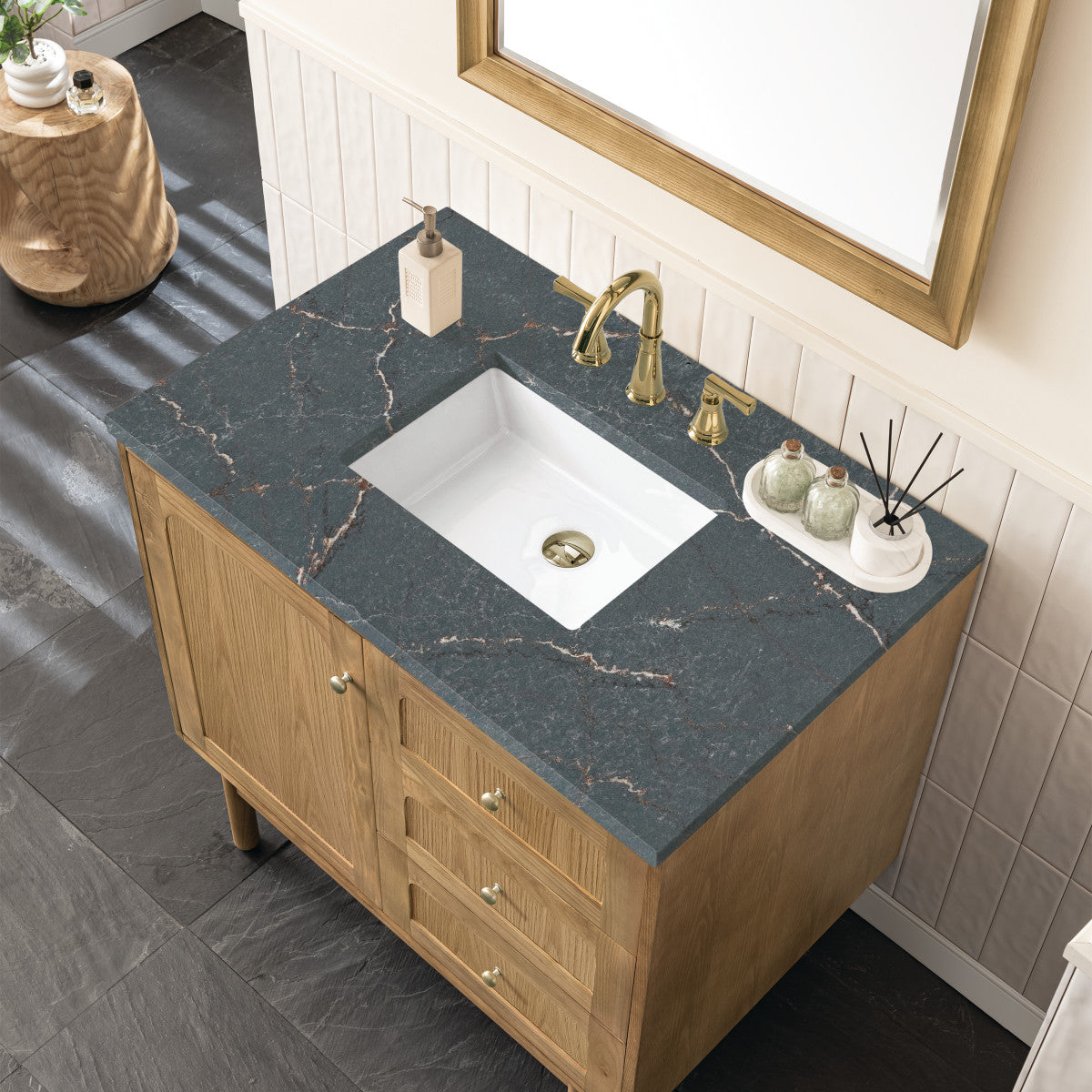 Laurent 36" Single Vanity Cabinet, Light Natural Oak