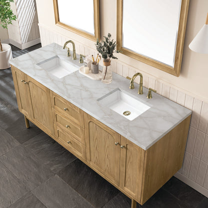 Laurent 72" Double Vanity Cabinet, Light Natural Oak