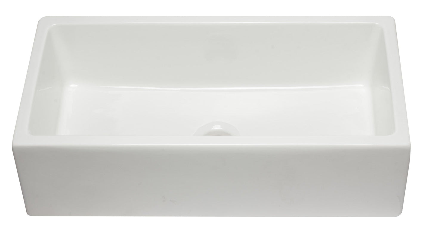 ALFI brand AB3618HS Reversible Smooth / Fluted Single Bowl Fireclay Farm Sink