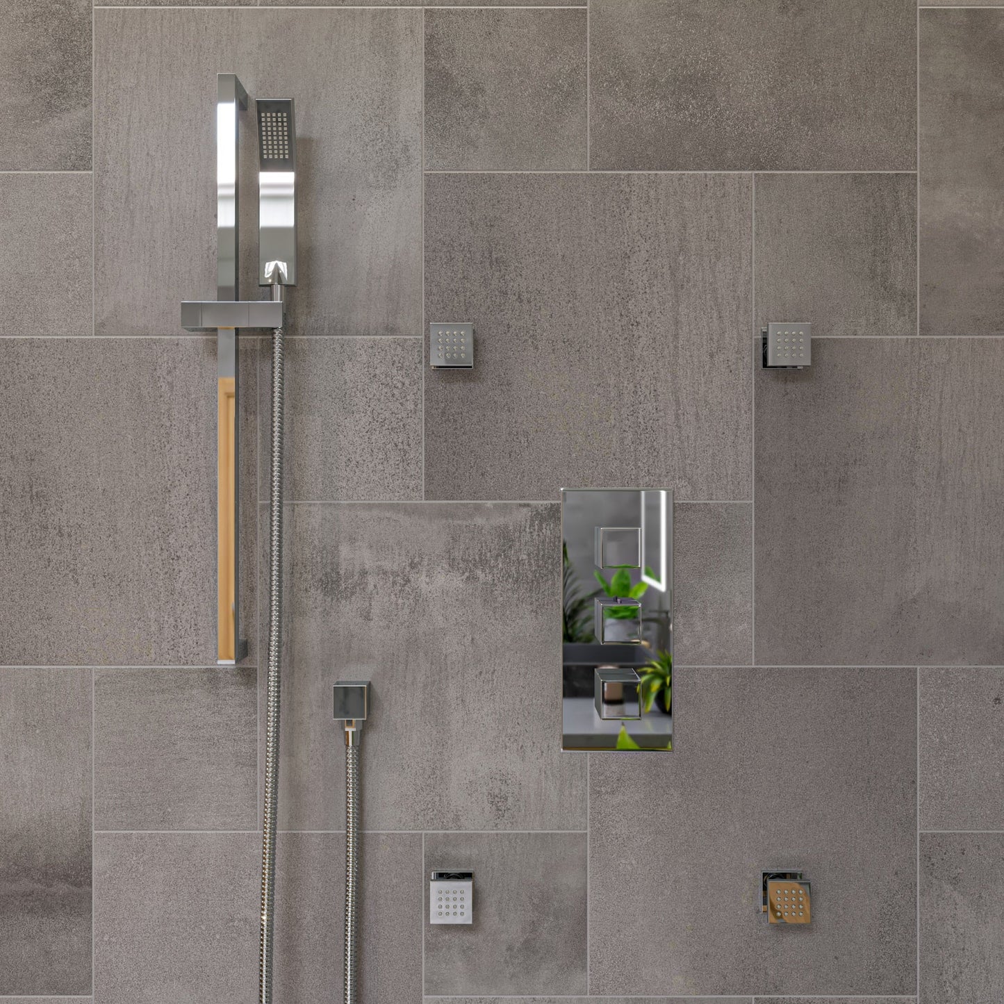 ALFI brand AB7606 Square Sliding Rail Hand Shower Set