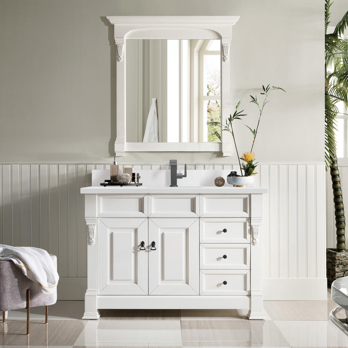 Brookfield 48" Single Vanity Cabinet, Bright White