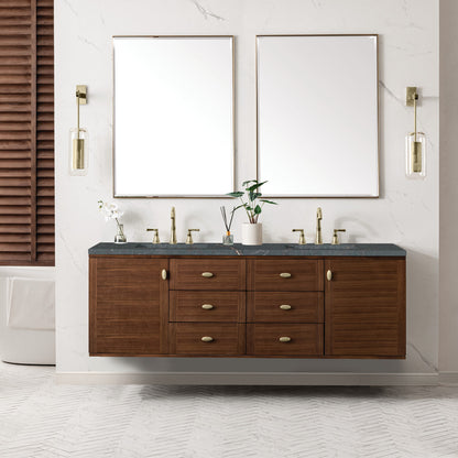 Amberly 72" Double Vanity Cabinet, Mid-Century Walnut
