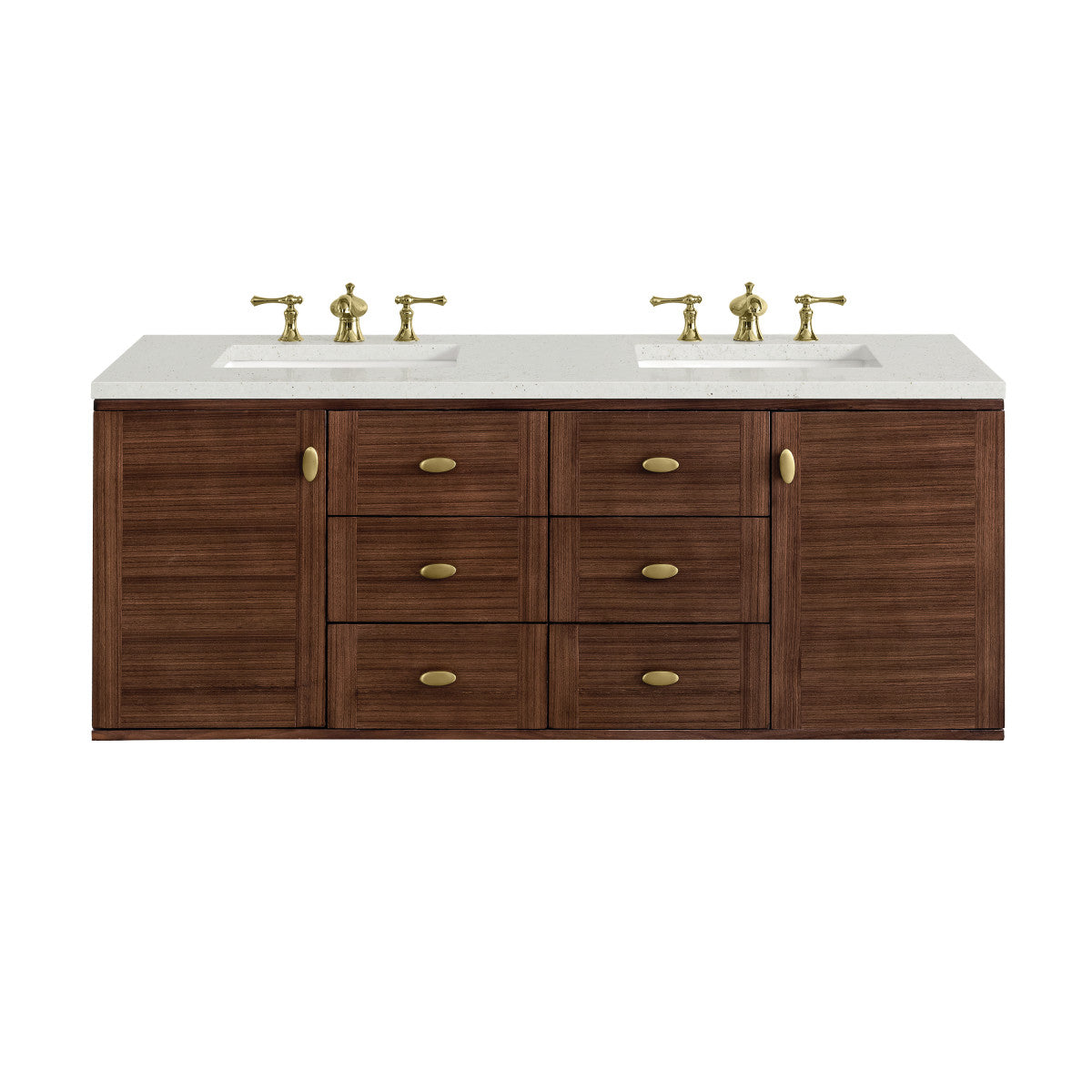 Amberly 60" Double Vanity Cabinet, Mid-Century Walnut