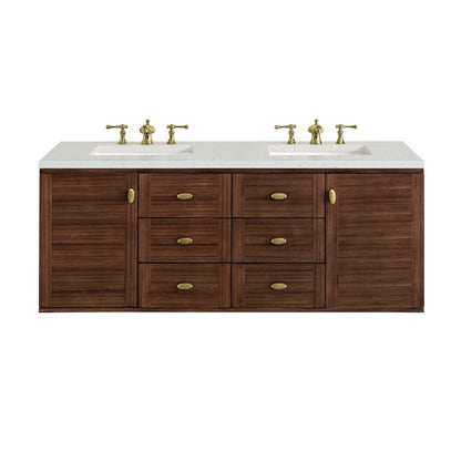 Amberly 60" Double Vanity Cabinet, Mid-Century Walnut