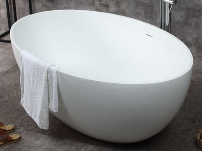 ALFI brand  AB9941 67" White Oval Solid Surface Smooth Resin Soaking Bathtub