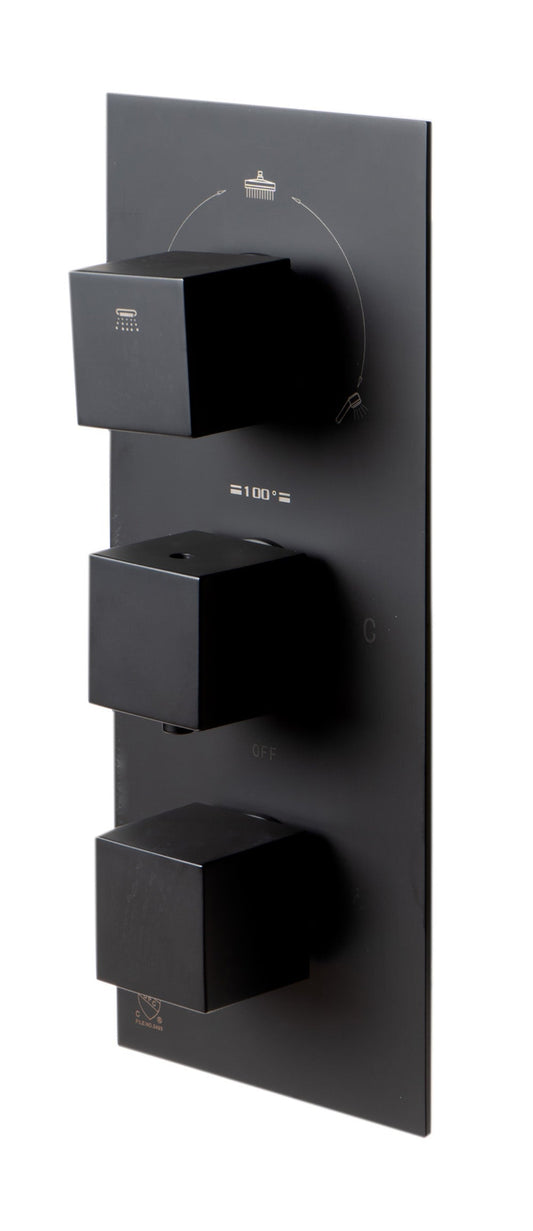 ALFI brand AB2801 3-Way Thermostatic Valve Shower Mixer Square Knobs