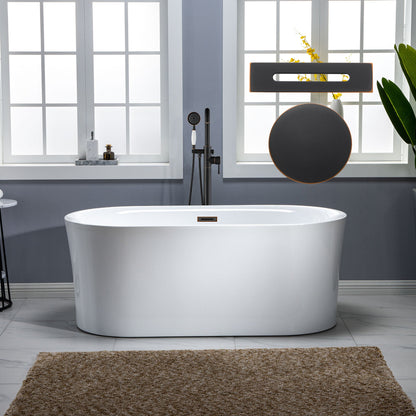 WOODBRIDGE 59" Contemporary Freestanding Acrylic Air Bubble Soaking Bathtub