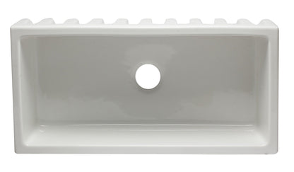 ALFI brand AB3618HS Reversible Smooth / Fluted Single Bowl Fireclay Farm Sink