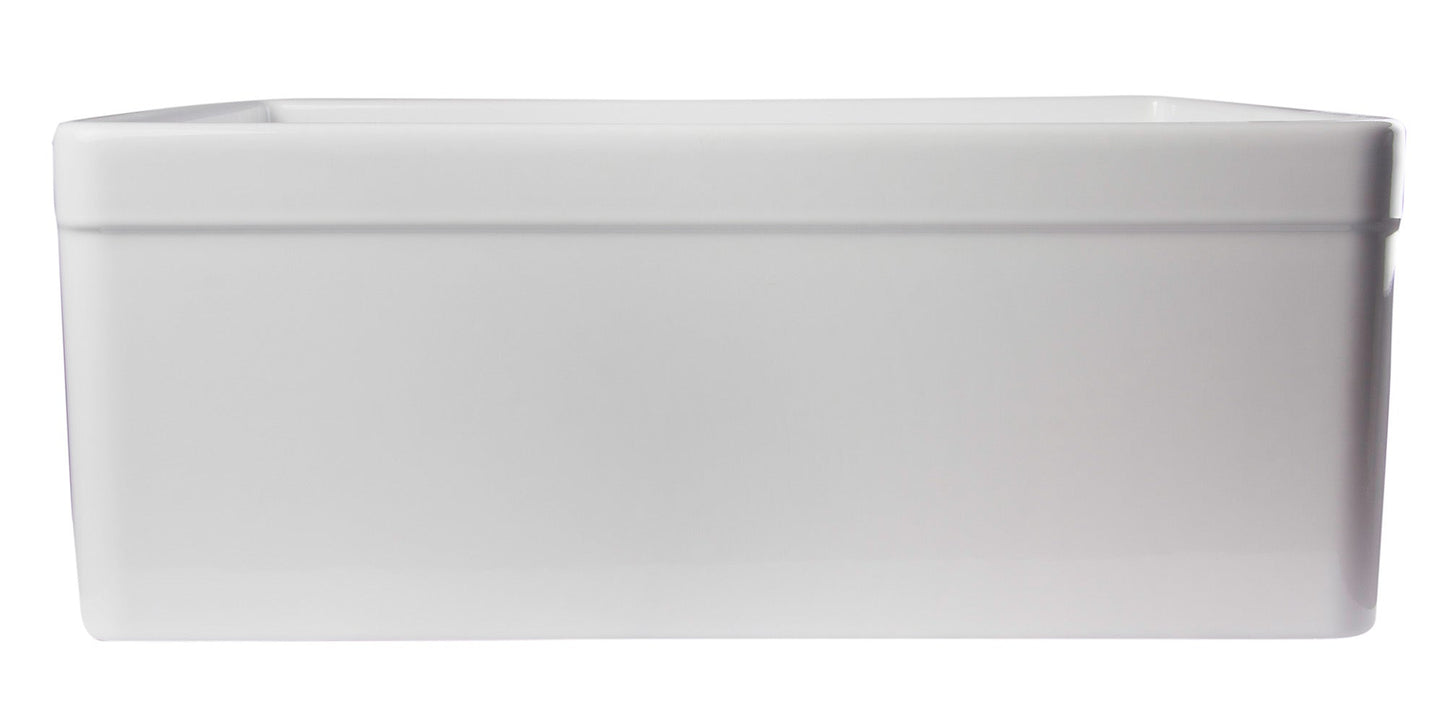 ALFI brand AB506 AB506-W White 26" Decorative Lip Apron Single Bowl Fireclay Farmhouse Kitchen Sink