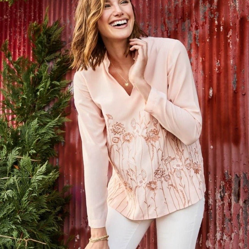 Nicolette Embroidered Tunic - Pale Blush