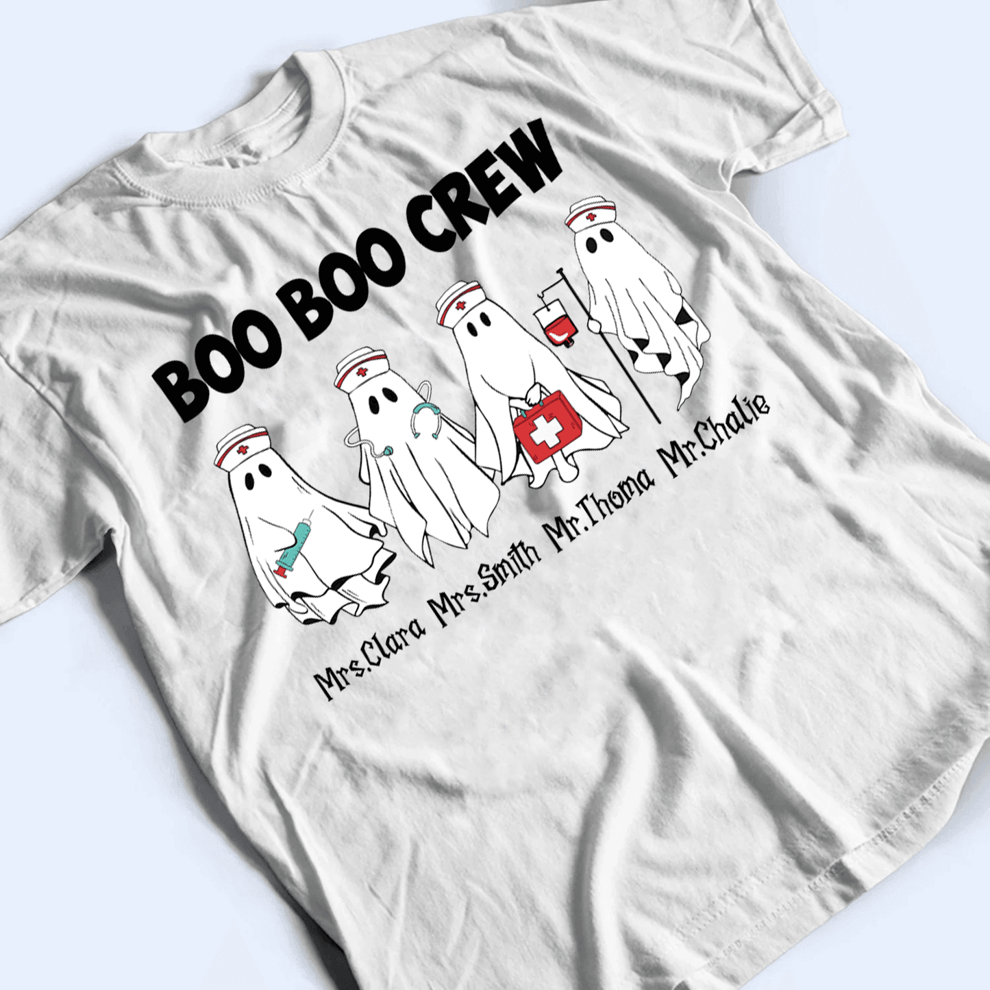 Night Shift Squad Halloween Shirt - Personalized Custom T Shirt - Birthday, Loving, Funny Gift for Nurse, CNA, Healthcare, Registered RN