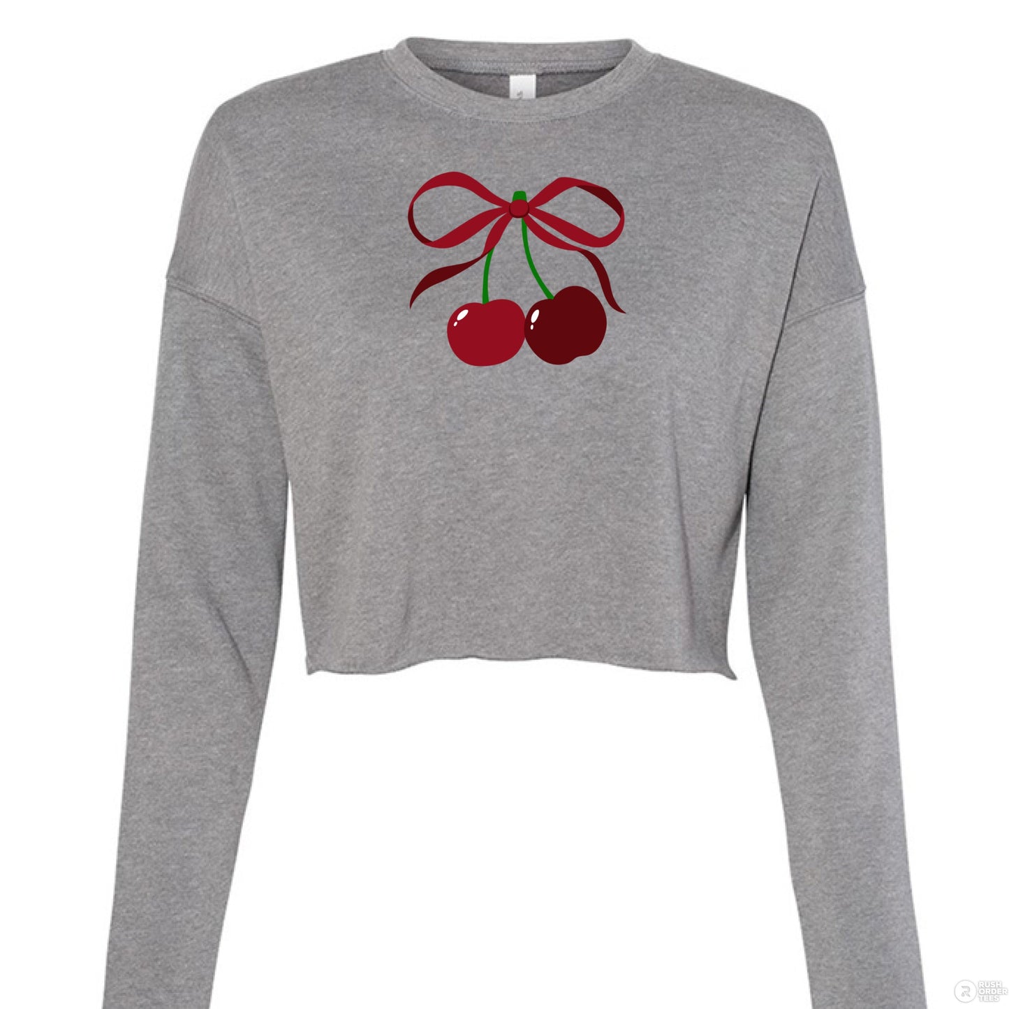 Customizable: Coquette Cherry Cropped Fleece Crew
