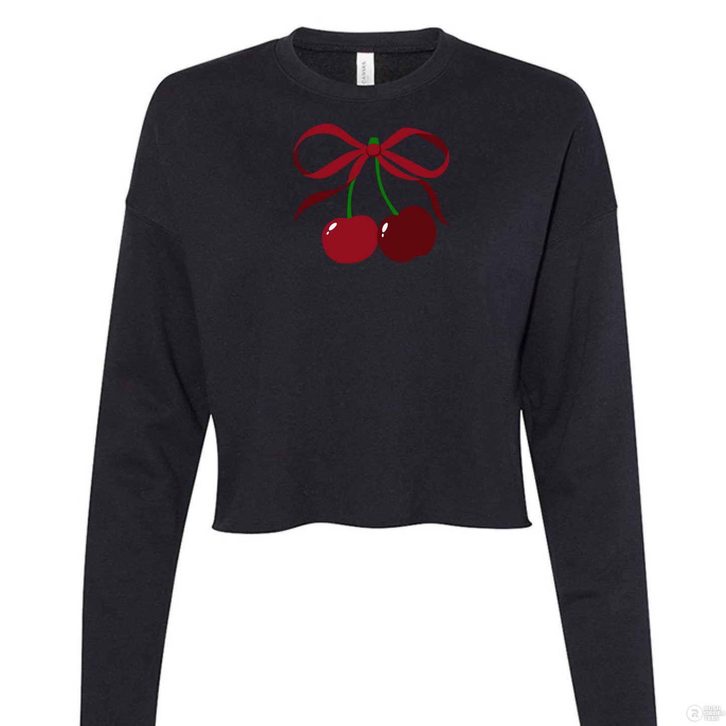 Customizable: Coquette Cherry Cropped Fleece Crew