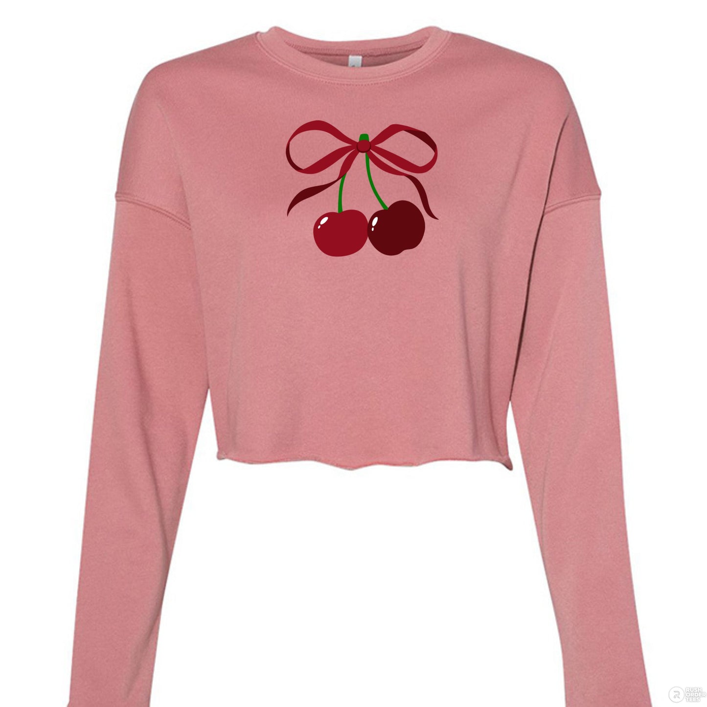 Customizable: Coquette Cherry Cropped Fleece Crew