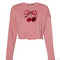 Customizable: Coquette Cherry Cropped Fleece Crew