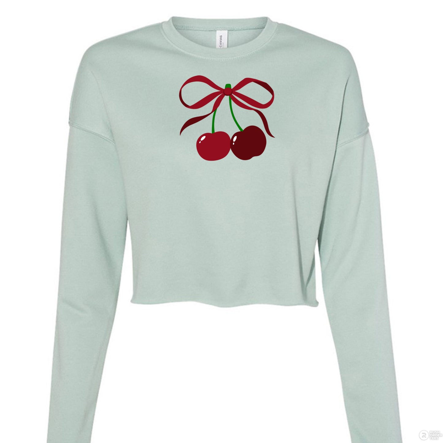 Customizable: Coquette Cherry Cropped Fleece Crew