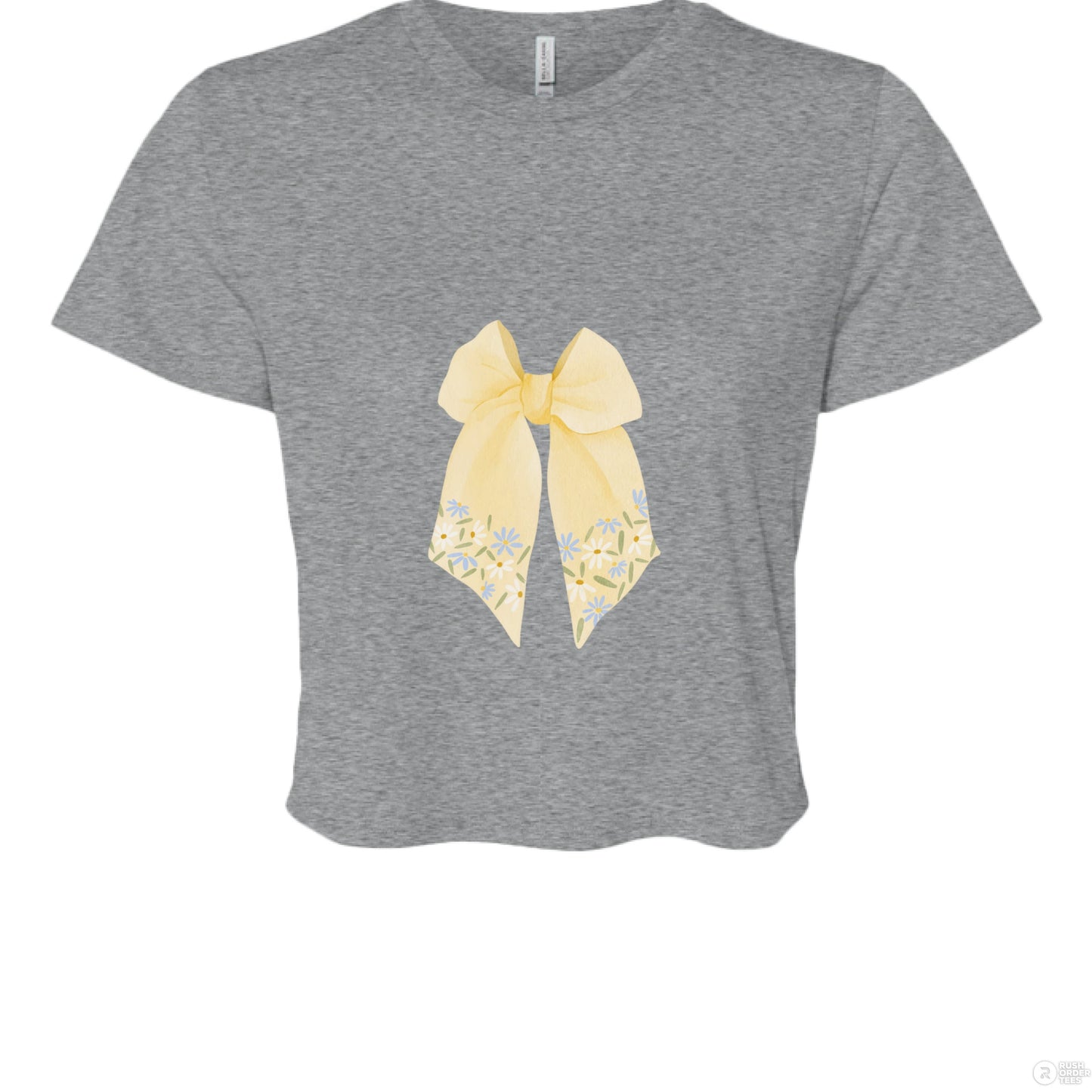 Customizable: Butter Yellow Floral Bow Cropped Tee