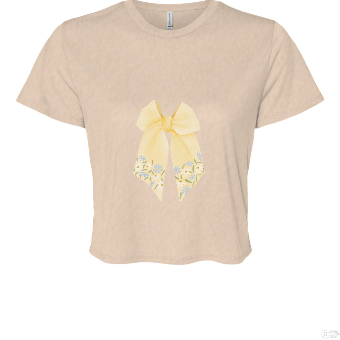 Customizable: Butter Yellow Floral Bow Cropped Tee