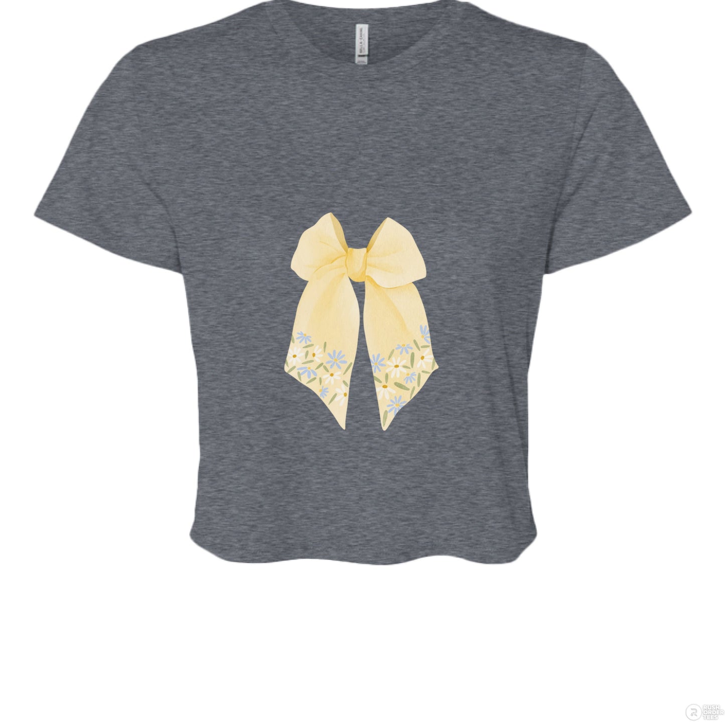 Customizable: Butter Yellow Floral Bow Cropped Tee