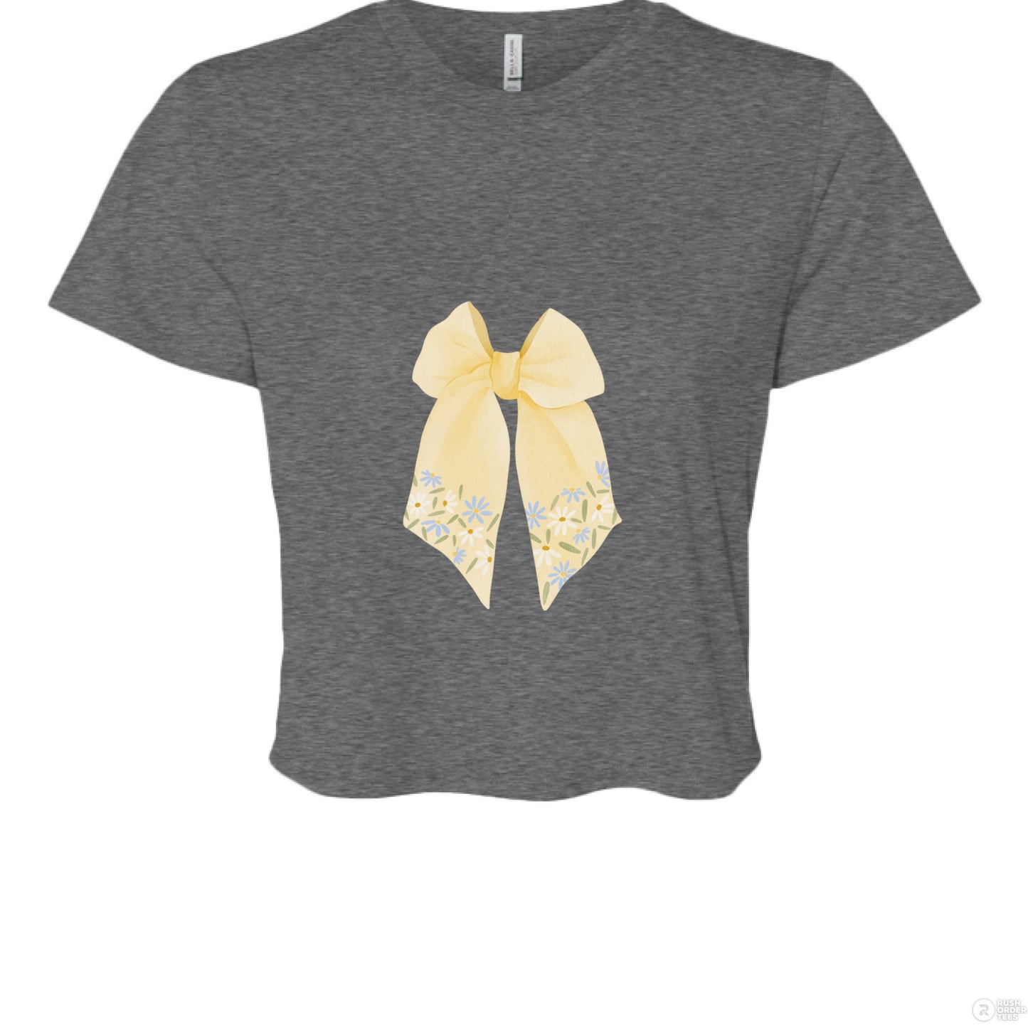 Customizable: Butter Yellow Floral Bow Cropped Tee