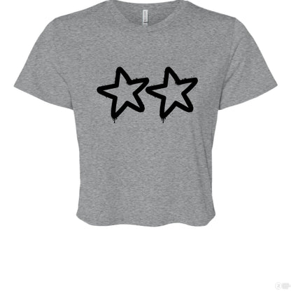 Customizable: Two Star Graffiti Flowy Cropped Tee