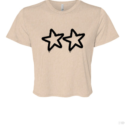 Customizable: Two Star Graffiti Flowy Cropped Tee