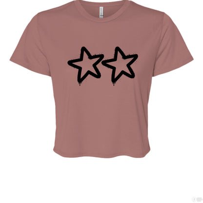 Customizable: Two Star Graffiti Flowy Cropped Tee