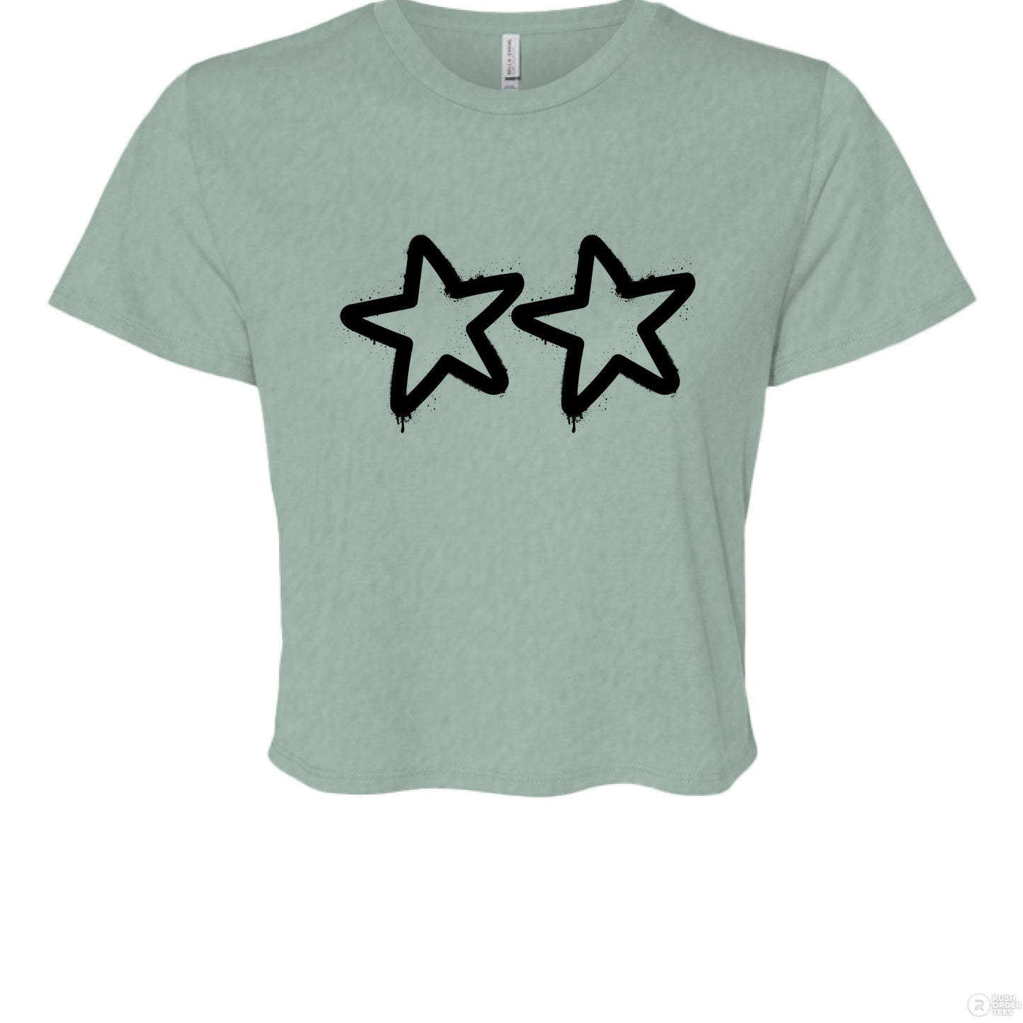 Customizable: Two Star Graffiti Flowy Cropped Tee