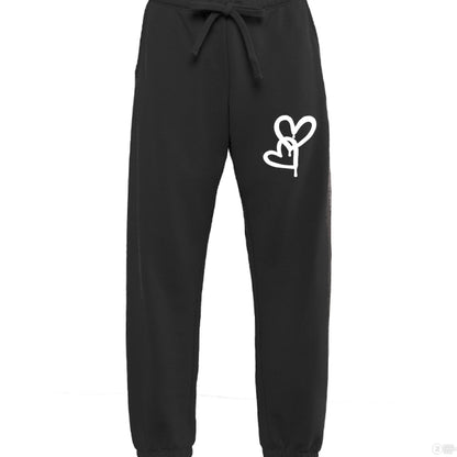 Customizable: Interlocked White Graffiti Heart Sweatpants