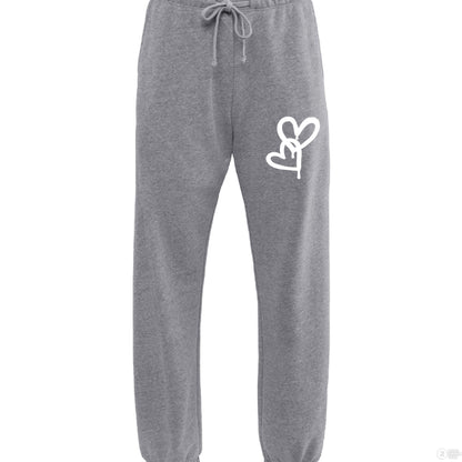 Customizable: Interlocked White Graffiti Heart Sweatpants