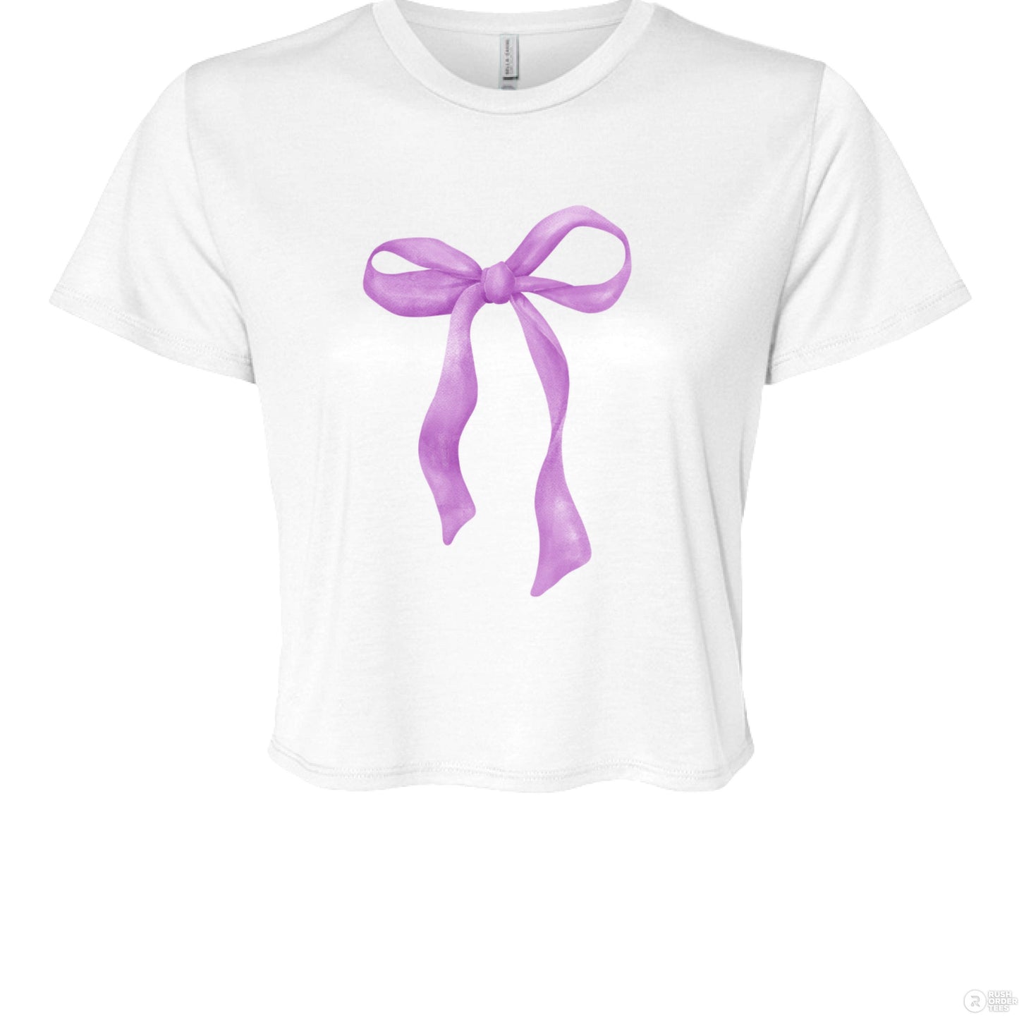 Customizable: Purple Coquette Bow Flowy Cropped T-Shirt