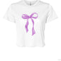 Customizable: Purple Coquette Bow Flowy Cropped T-Shirt