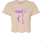 Customizable: Purple Coquette Bow Flowy Cropped T-Shirt