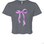 Customizable: Purple Coquette Bow Flowy Cropped T-Shirt