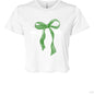 Customizable: Green Coquette Bow Flowy Cropped T-Shirt