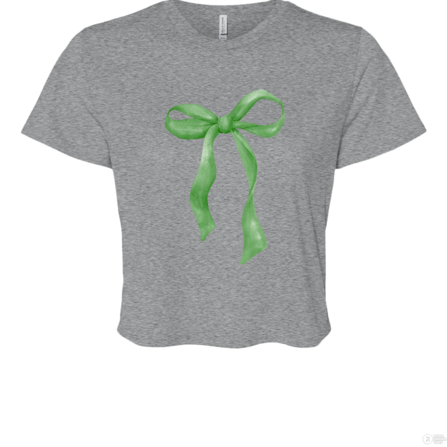 Customizable: Green Coquette Bow Flowy Cropped T-Shirt