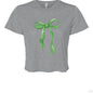 Customizable: Green Coquette Bow Flowy Cropped T-Shirt