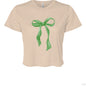 Customizable: Green Coquette Bow Flowy Cropped T-Shirt