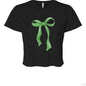 Customizable: Green Coquette Bow Flowy Cropped T-Shirt