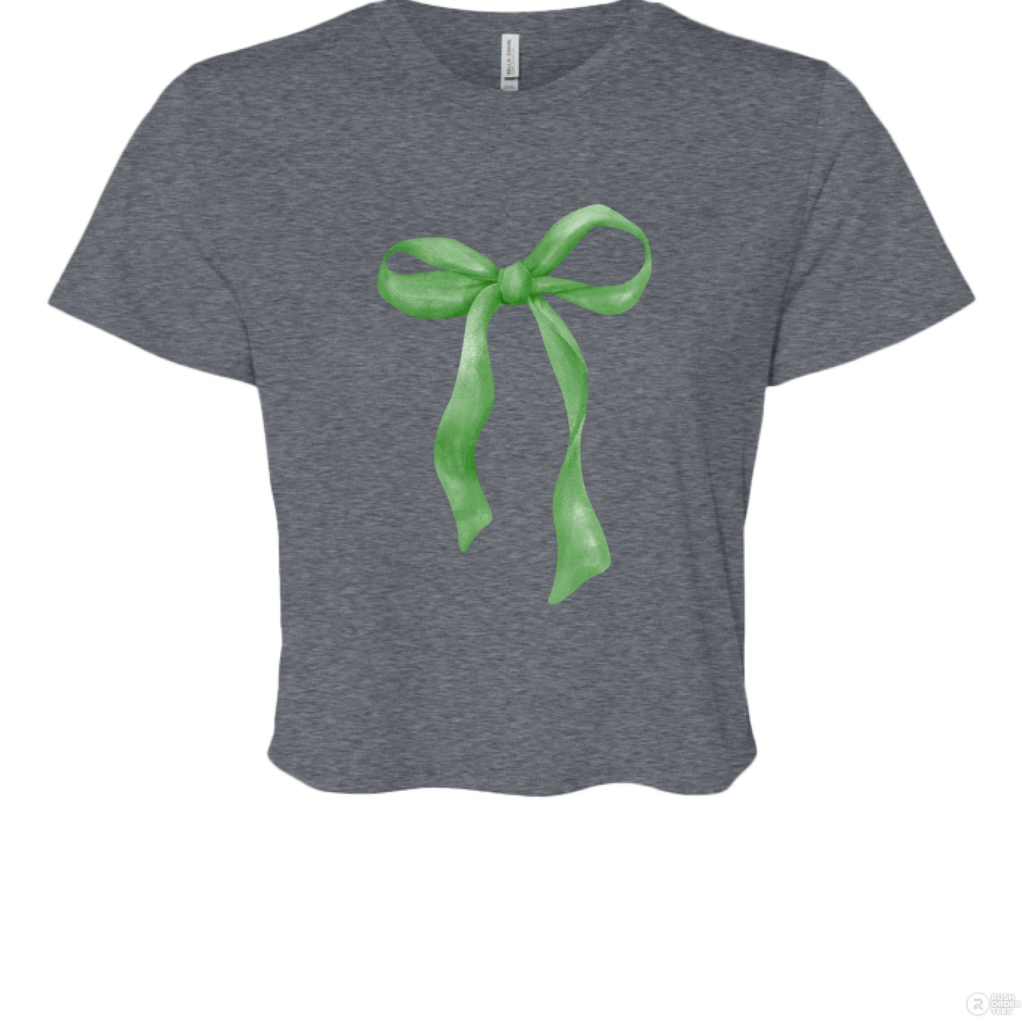Customizable: Green Coquette Bow Flowy Cropped T-Shirt