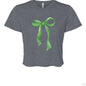 Customizable: Green Coquette Bow Flowy Cropped T-Shirt