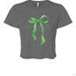 Customizable: Green Coquette Bow Flowy Cropped T-Shirt