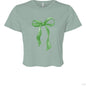 Customizable: Green Coquette Bow Flowy Cropped T-Shirt