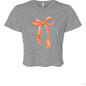 Customizable: Orange Coquette Bow Flowy Cropped T-Shirt
