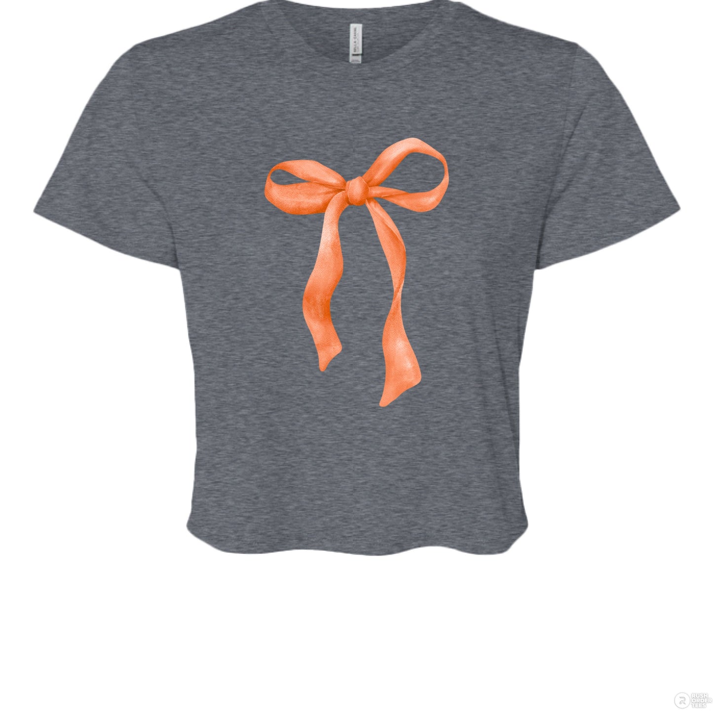 Customizable: Orange Coquette Bow Flowy Cropped T-Shirt