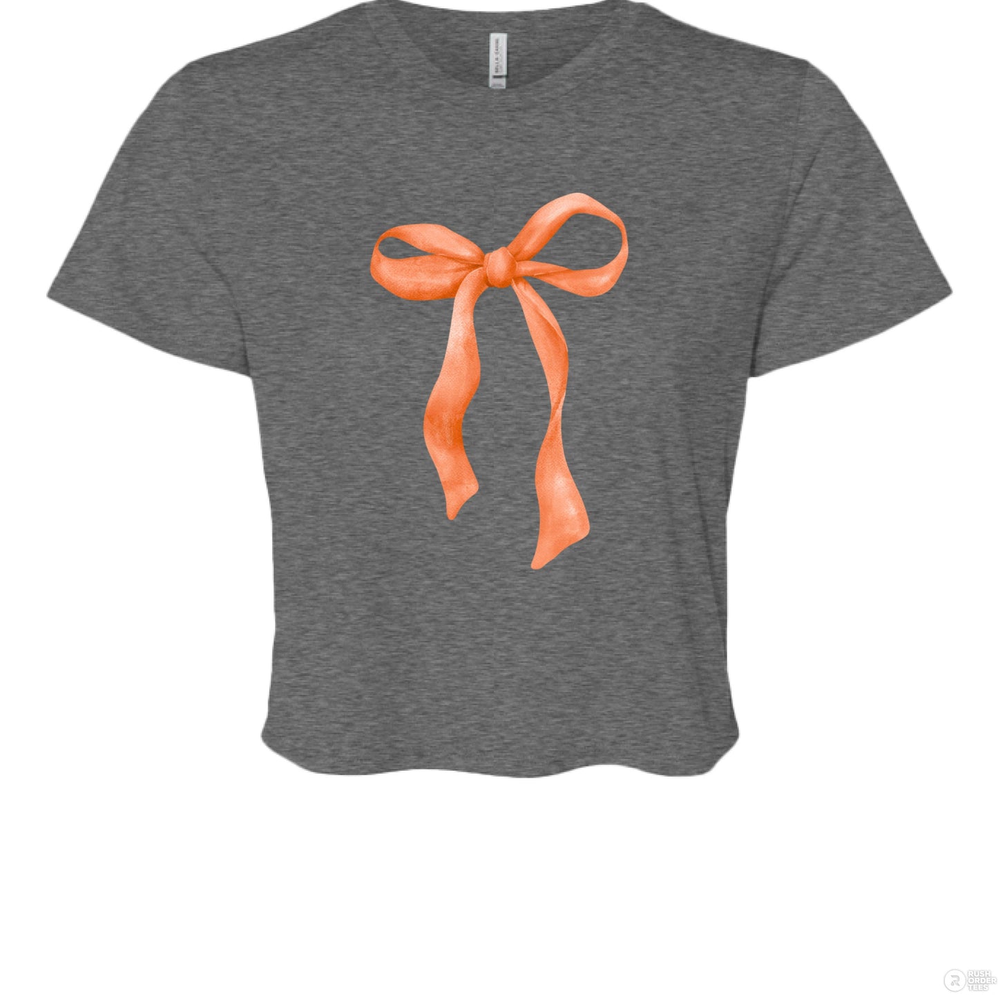 Customizable: Orange Coquette Bow Flowy Cropped T-Shirt